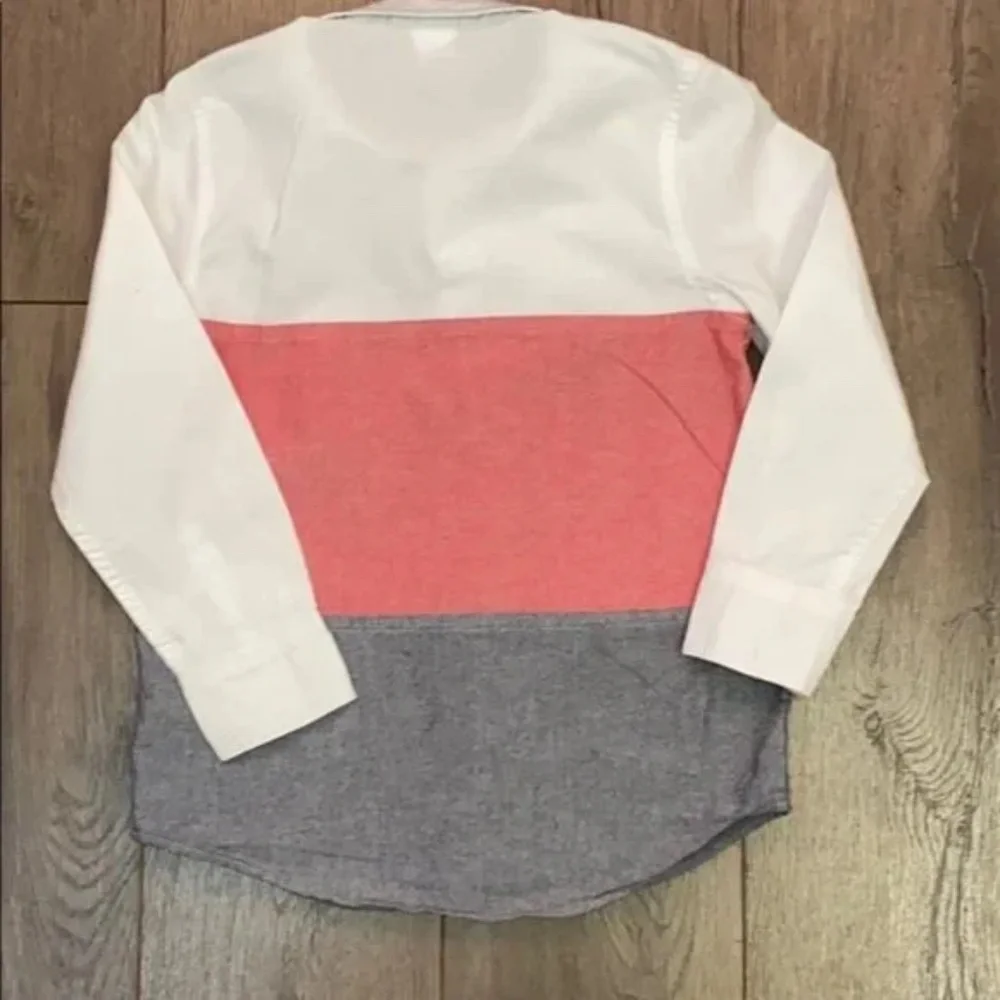 Gymboree Boys Red/White/Blue Button Down Long Sleeve Shirt (XS)